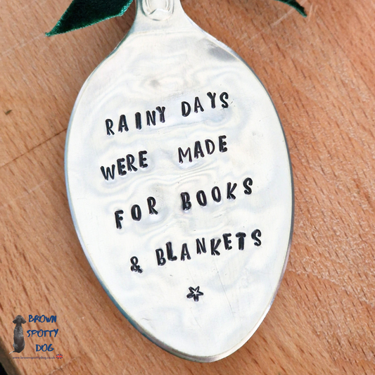 "Rainy Days were made for ...." Large Vintage Silver Plate Spoon Bookmark