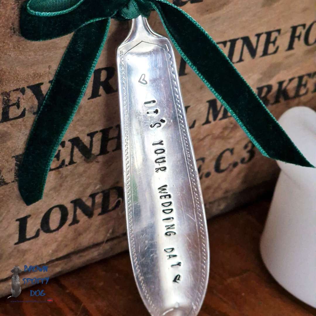 "It's your Wedding Day" Large Vintage Silver Plate Knife Bookmark