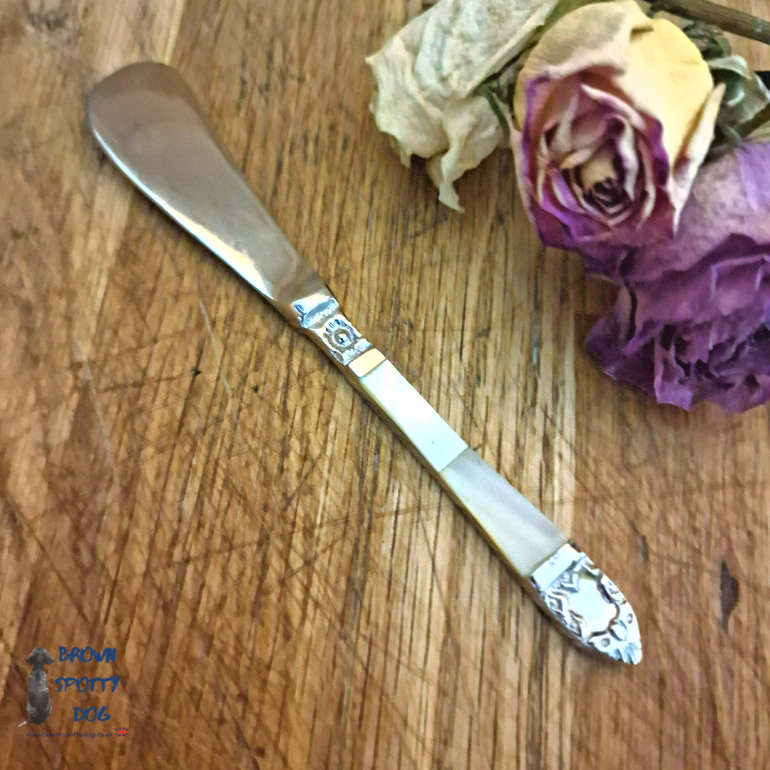 Mother of Pearl, Silver and Silver Plate Butter Knife